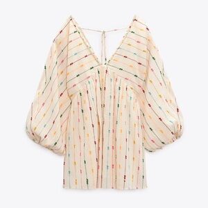 NWT Zara Multi Color Dotted Mesh Boho Mini Dress Romper – Cotton size SMALL